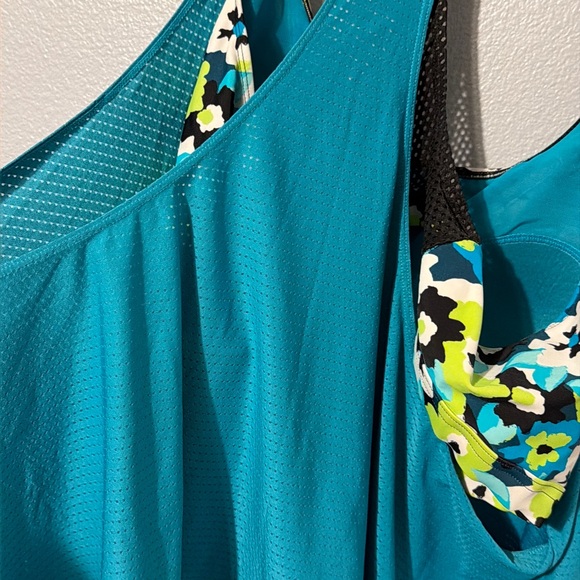 ZeroXposur Teal Athletic Tank with Floral Accents - Picture 4 of 9